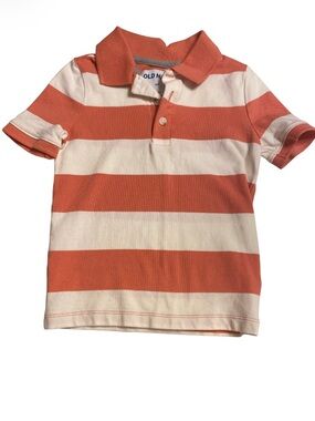 Old Navy Coral & White Striped Polo Shirt size 4T